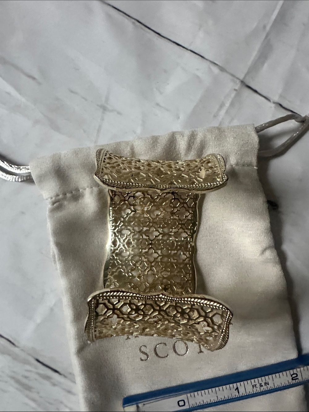 Kendra Scott Gold Filigree Open Cuff Bracelet - Picture 7 of 7
